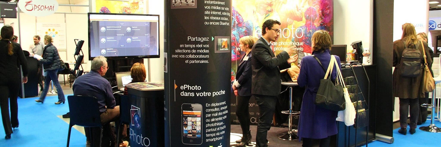Photographie du stand de la solution Ephoto Dam au salon Documation 2015