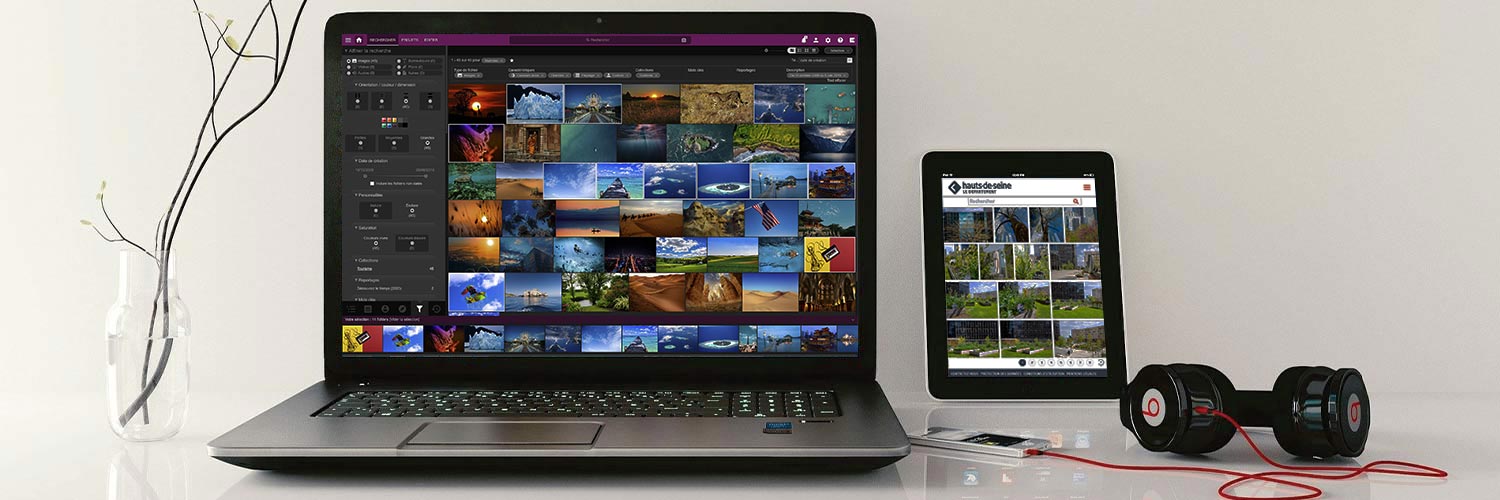 MAC et IPAD sur un bureau montrant des photos