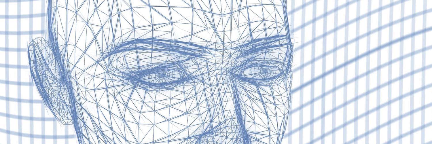 Visage dessinée d'une personne au crayon bleu