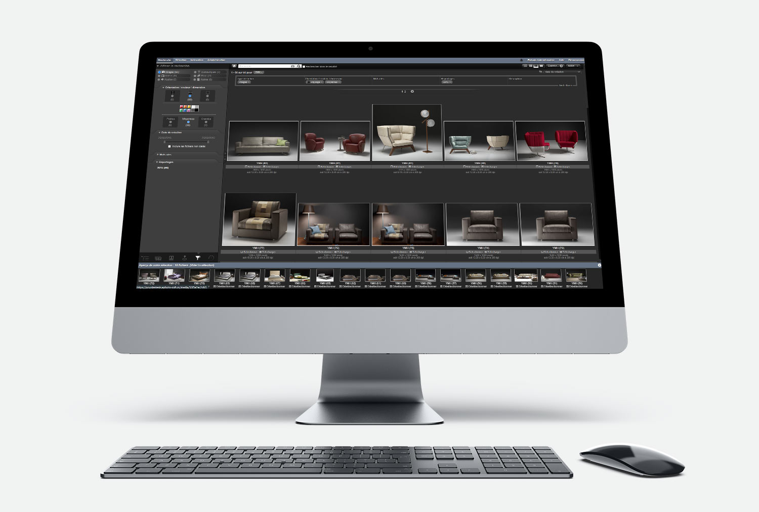Ordinateur Imac montrant l'interface d'Ephoto Dam 3.12