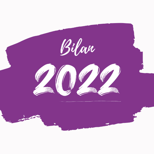 Coup de pinceau violet avec écrit Bilan 2022