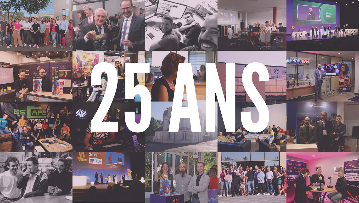 Photo montage pour présenter les photos des 25 ans de l'entreprise