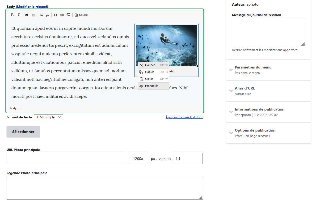 Capture d'écran de l'interface de Drupal 10 présentant une nouvelle fonctionnalité