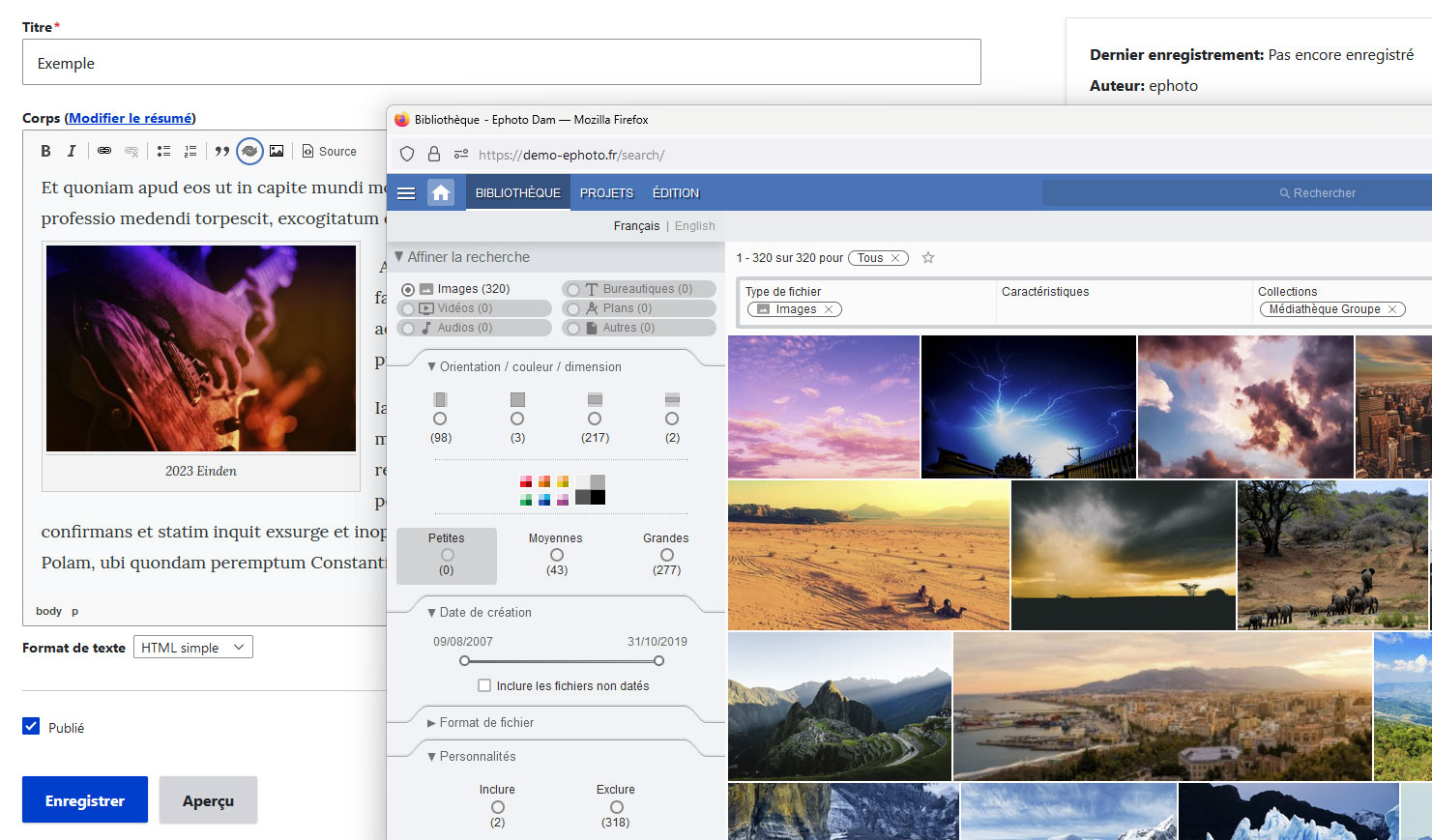 Capture d'écran de l'interface de Drupal 10 présentant une nouvelle fonctionnalité