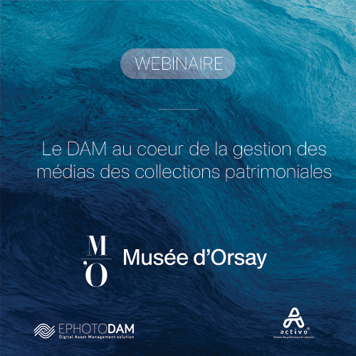 Image avec une peinture en fond, présentant les informations pour notre webinaire avec le musée d'Orsay