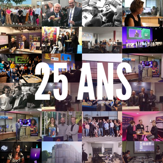 Photo montage des photos représentant les 25 ans de l'entreprise Einden