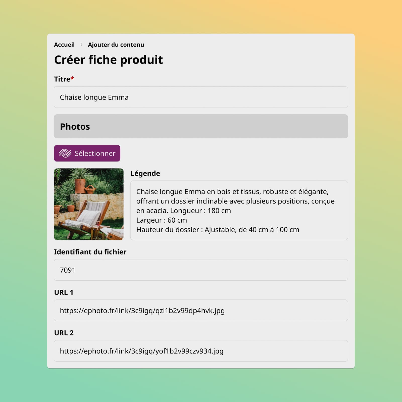 Interface Drupal avec intégration du plugin Ephoto Dam, facilitant la gestion avancée des médias et la diffusion de contenu numérique dans un CMS.