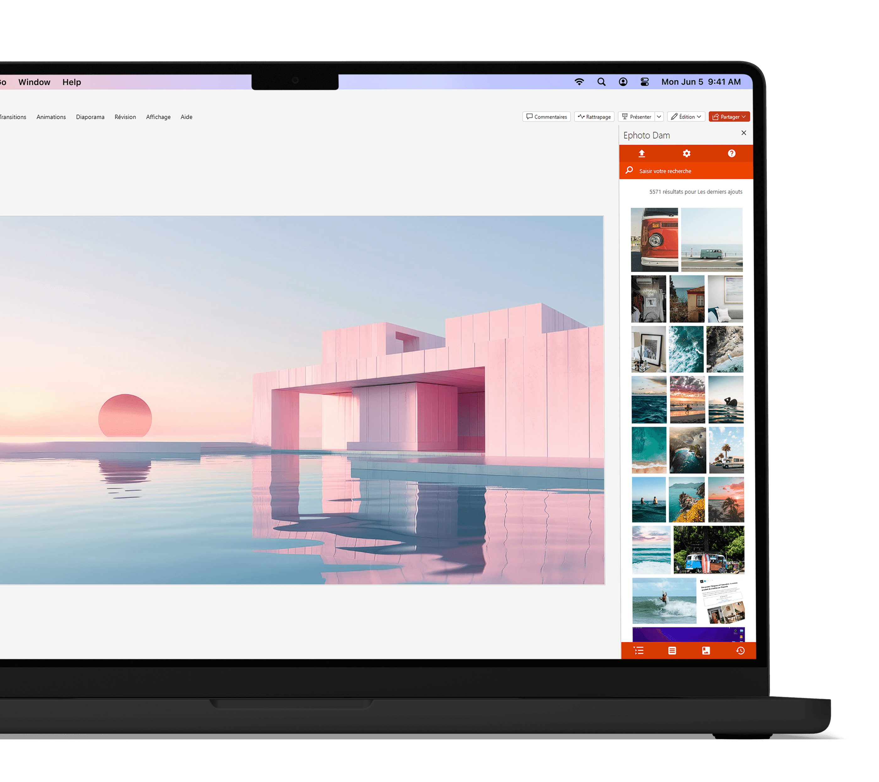 Intégration d'Ephoto Dam dans PowerPoint sur MacBook pour une gestion optimisée des assets numériques
