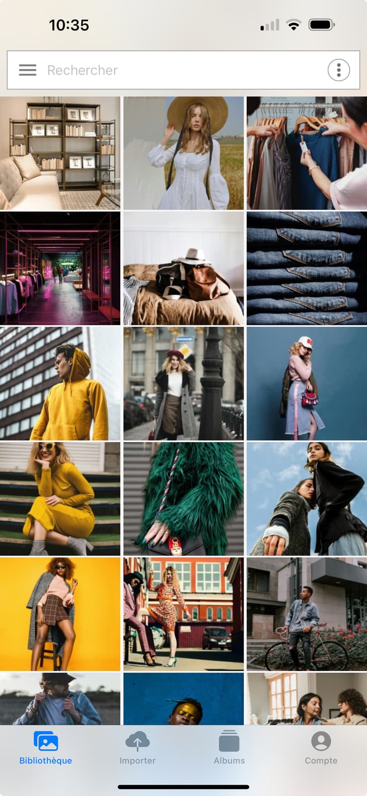 Interface de l'application Ephoto Dam sur iOS.