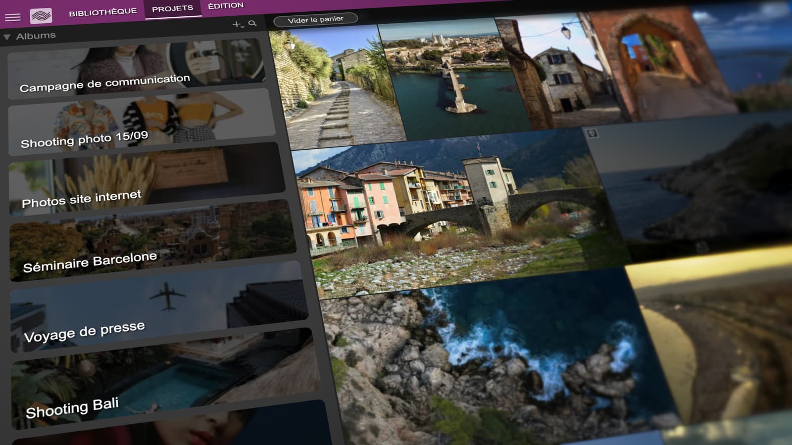 Interface de la solution de Digital Asset Mananement Ephoto Dam, montrant l'onglet