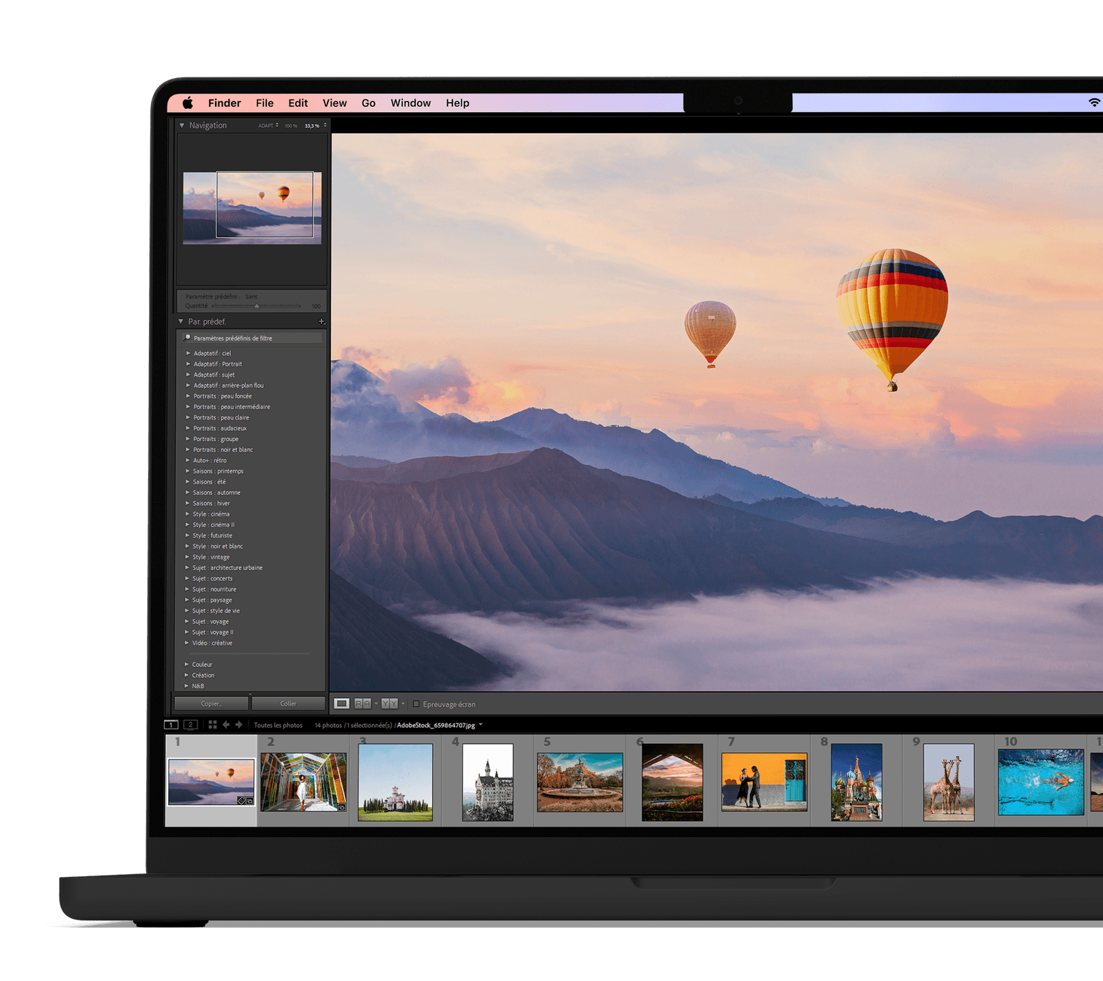 Plugin Ephoto Dam pour Lightroom Classic sur MacBook Pro, facilitant l'exportation et la gestion des digital assets.