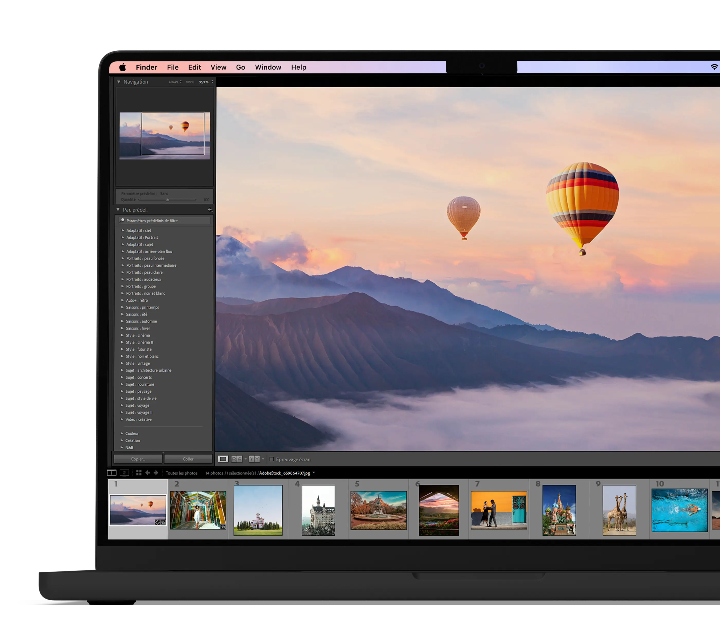 Plugin Ephoto Dam pour Lightroom Classic sur MacBook Pro, facilitant l'exportation et la gestion des digital assets.