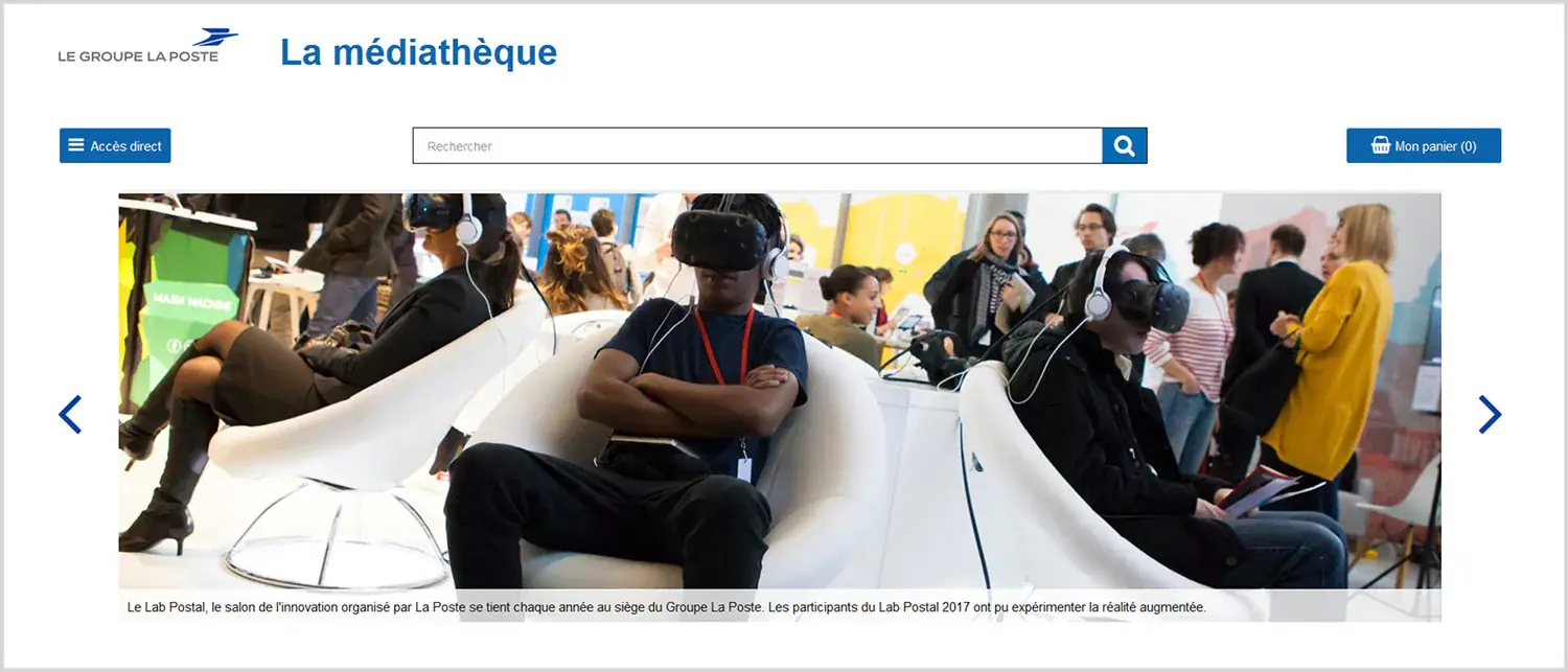 Interface du Front Office du Groupe La Poste.