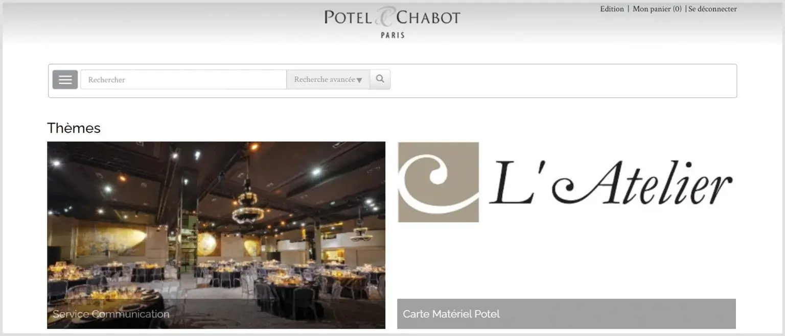 Interface du Front Office de l'entreprise Potel et Chabot