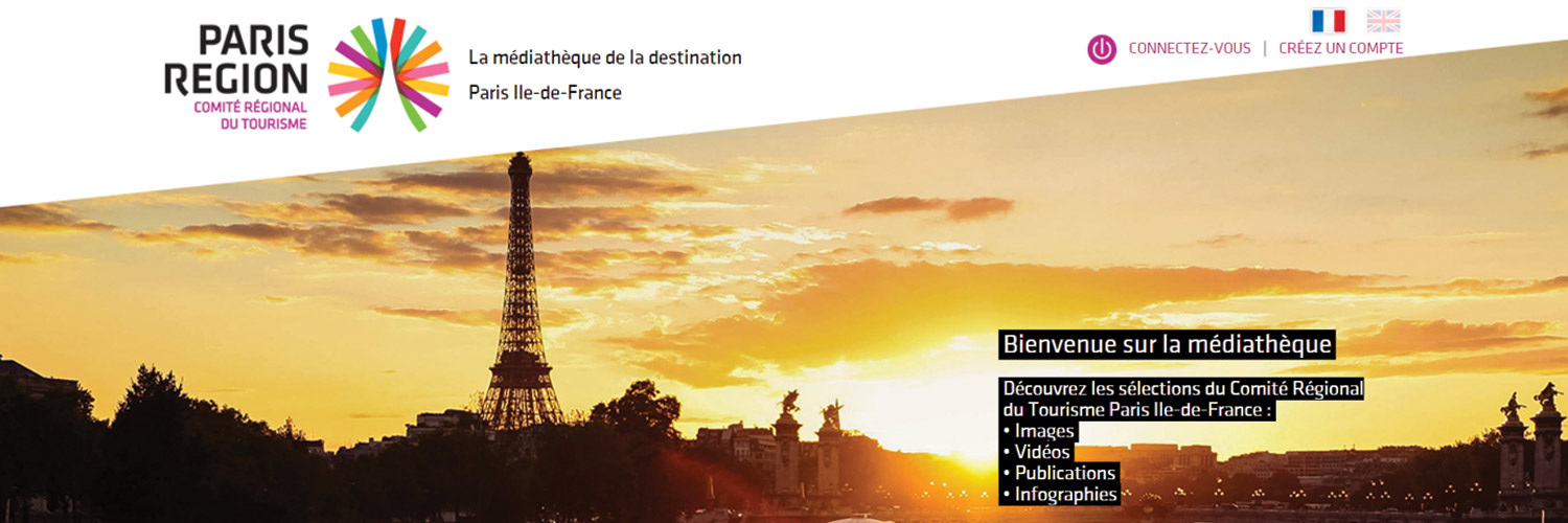 Capture d'écran de l'interface de la médiathèque du Comité Régional du Tourisme Paris Ile-de-France